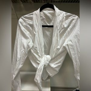 Aritzia Wilfred Free - Aperitif Linen Top in White